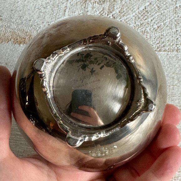 Vintage Silver Plated Small Bowl with Glass Flower Frog Insert - Picture 8 of 8